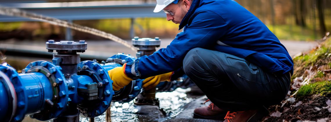 Umwelttechnologe für Wasserversorgung bei der Arbeit.