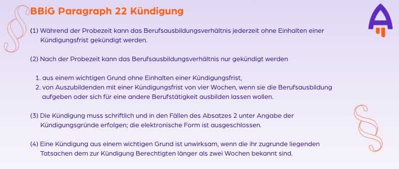 Gesetzestext BBiG Paragraph 22 Kündigung Gesetzestext BBiG Paragraph 22 Kündigung